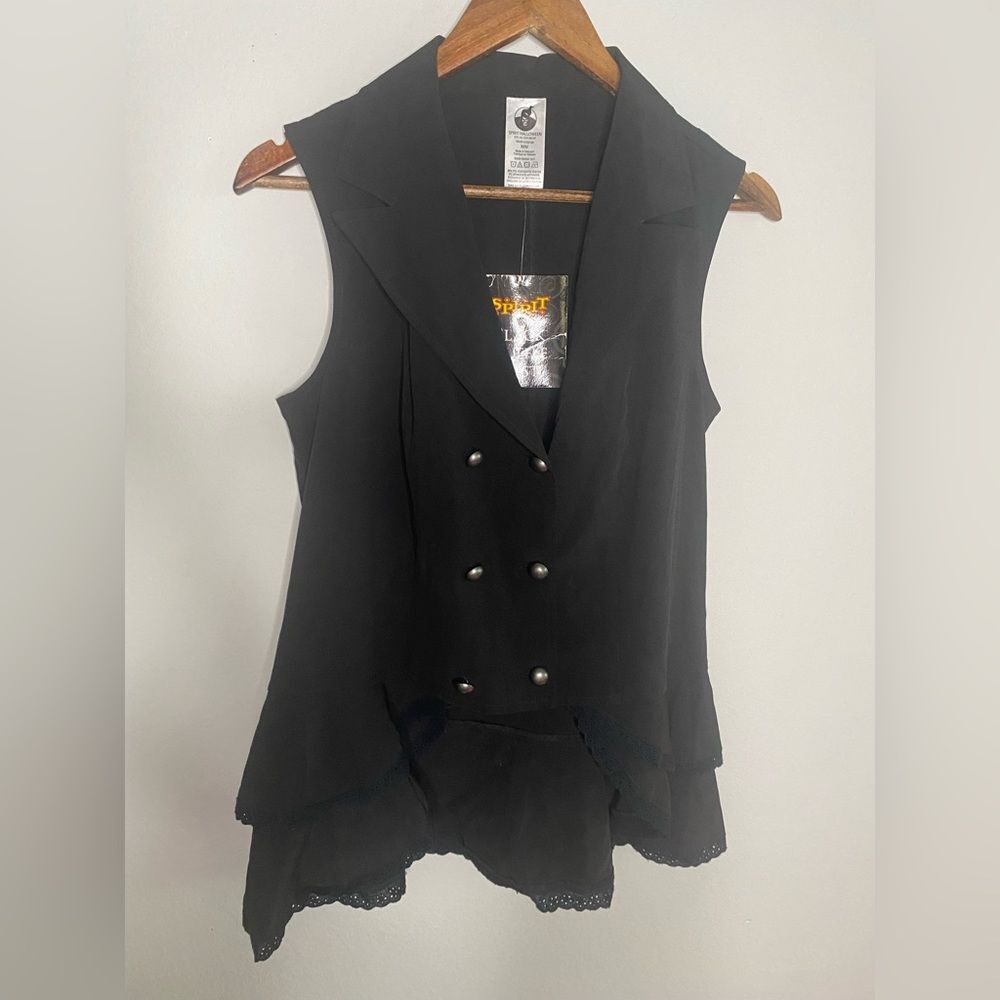 Spirit Halloween New Black Ruffle High Low Vest Women’s Size Medium witchy Emo